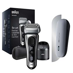 Braun Series 8 8467cc rasoir électrique barbe homme, tête 3+1 avec tondeuse de précision + Braun PowerCase, Étui De Recharge De Voyage Pour Rasoir Électrique