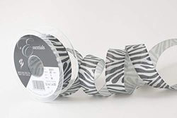 Berisfords Ribbon, Silver/Black, 25mm