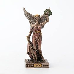 Veronese Design Nike - Figura en Miniatura de Resina Griega de la Diosa de la Victoria, Pintada a Mano, Acabado de Bronce