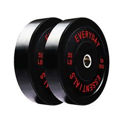 BalanceFrom Piatto di peso del piatto olimpico nero codificato colore con mozzo in acciaio, coppia di 50 libbre