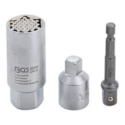 BGS 92533 | Multi-dopsleutel et adapter-set | 10 mm (3/8") | 9-21 mm | 3-dlg.