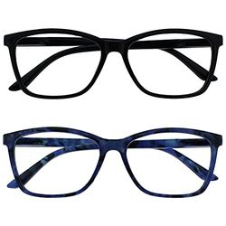 La Compañía Gafas De Lectura Negro Azul Carey Lectores Pack 2 Grande Estilo Diseñador Hombres Bisagras Resorte RR51-13T +1,50