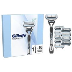 Gillette SkinGuard Sensitive Men’s Razor, Razors For Men, Shaving Razor For Men With Skin Irritation, 1 Handle, 10 Blade Refills, Safety Razors, Disposable Razors, Razor Blades