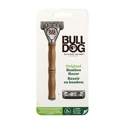 Bulldog Rasoio Original Bamboo - Confezione Con Rasoio Per Uomo Con Manico + 2 Ricariche, Verde
