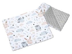 Medi Partners Manta Bebé con Almohada 100% Algodón Minky Cobija Infantil Reversible 55x75+35x30cm Multifuncional para Cochecitos Cunas Asientos niños