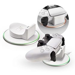 Numskull Draadloze oplaadset voor PlayStation 5 DualSense-controller - Inclusief oplaadpad en ontvanger - Compatibel met officiële PS5-controllers