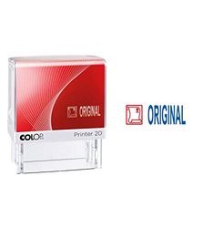 COLOP Tampon Texte Printer 20 avec Texte Original et Pictogramme imprimé Bleu/Rouge dans Un Carton Pliable