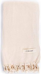 Bersuse 100% Coton - Ventura Serviette Turque - Drap de Bain, Serviette de Plage - Fouta Peshtemal - Oeko-TEX - 95x175 cm, Naturel