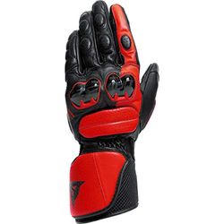 Dainese - Impeto Gloves, Leather Motorbike Gloves with Knuckle Protectors, Touchscreen Compatibility, Unisex Motorcycle Gloves, for Men or Women, Black/Lava Red, M