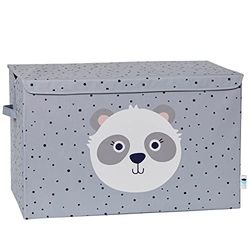 LOVE !T STORE !T Boîte de Rangement avec Couvercle en Tissu Pliable – Coffre à Jouet Extra Grand 62x38x39cm – Renforcement Bois – Gris Motif Panda