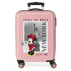 Disney Mickey och Minnie Travel The World New York Naken Cabin Resväska 38x55x20 cms Styv ABS Kombinationslås Sidan 34L 2 kg 4 Dubbla hjul Bagage Hand, Rosa, Talla única, Kabinväska