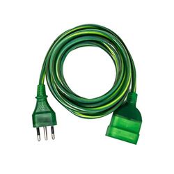 Electraline 46104 verlengkabel, lengte 3 m, Italiaans stopcontact 10 A/230 V, kabeldoorsnede 3 x 1 mm, groen