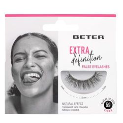 Beter – Artificial Eyelashes No. 59 Extra Definition, eyelash extensions, including glue, vegan and reusable, synthetic hair with a transparent band for a natural look, eye makeup.