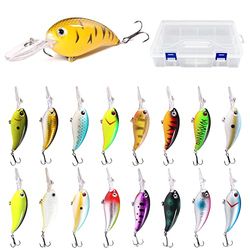 Crankbaits para Pesca de lubina, 17 Piezas, señuelos de Pesca de lubina con Caja de Almacenamiento, cebos de manivela de Buceo Profundo de 3.94 Pulgadas para Pesca de lubina, Regalos de Pesca para