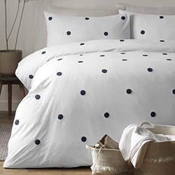 Appletree Set, Cotton, White/Navy, Super King, W260cm x L220cm (Duvet Cover), W50cm x L75cm (Pillow Case)