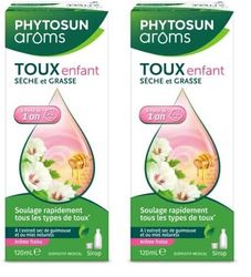 PHYTOSUN AROMS – Sirop Toux Sèche & Grasse Enfant – Naturel* – Action Rapide : Soulage tous les types de Toux** – 1x 120 ml (Lot de 2)