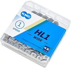 KMC Fietsketting HL1, Half Link BMX ketting, Maximale verstelbaarheid en geweldig uiterlijk, Super gladde enkele snelheidsketting, Vernikkelde fietsketting met kogelverbindende pin, 1/2 "x 1/8" - 100 schakels