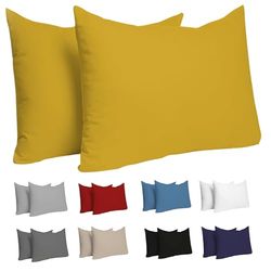 Dreamzie Federe Cuscini 50x70 (Set di 2) - Giallo - Federe Cuscino 50x70 cm - 100% Jersey di Cotone - Federa da Cuscino - Copri Cuscino per Letto - Fodera Protezione per Cuscino