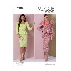 Vogue V2006B5 Misses' Two Piece Dress B5(8-10-12-14-16)