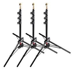 Manfrotto 1051BAC-3 - Mini supporto compatto AC in alluminio da 1,8 m e 22,9 cm, con 4 sezioni e 3 rialzi, confezione da 3 (nero)