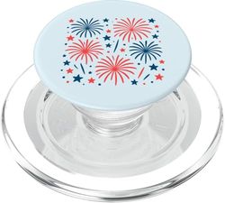 Camisa roja y azul de fuegos artificiales a juego con trajes de pareja del 4 de julio PopSockets PopGrip para MagSafe