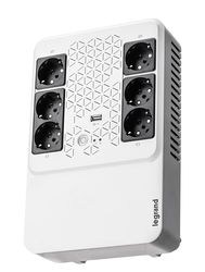 Legrand, ononderbroken stroomvoorziening (UPS-systeem), Keor multiplug met 800 VA/480 W - 6 uitgangen van 230 V (Schuko-stopcontacten) + USB-oplader, 310082