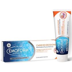 Emoform Dentifricio Carie ed Erosione 75ml con Sali di Sodio e Fluoruro Stannoso - Protegge lo Smalto dall'Erosione acida della Carie e aiuta a Remineralizzare lo Smalto - Clinicamente Testato