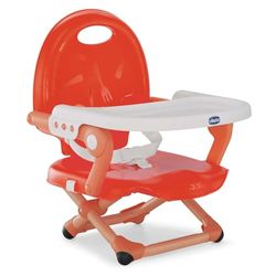 Chicco Pocket Snack Zitverhoging voor kinderen van 6 maanden tot 3 jaar (15 kg), draagbare kinderstoel, verstelbaar, met compacte sluiting en afneembare plaat, Poppy Red