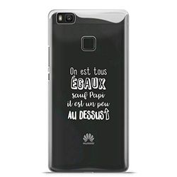 Zokko fodral Huawei P9 Lite "We're All Equal Except Papi Han är lite ovan" - mjukt genomskinligt bläck vitt