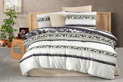Set di copertine doppie (200 x 200 cm), 50% cotone, 50% poliestere, 127 thread Count, include 2 custodie per pillow (80 x 80 cm), colore bianco elegante, nero e menta, lavabile in lavatrice