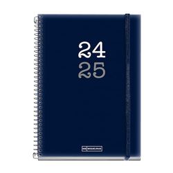Miquelrius Schoolagenda 2024-2025, september 2024 tot augustus 2025, afmetingen: 150 x 213 mm, dagweergave, ondoorzichtige polypropyleen omslag, elastische sluiting, Catalaans en Engels, college,