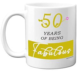 Stuff4 50 Years of Being Fabulous Mug, 11oz Ceramic Dishwasher Safe Premium Mugs, 50th Birthday Gifts, Funny for Women, Gift for Friend, Birthday