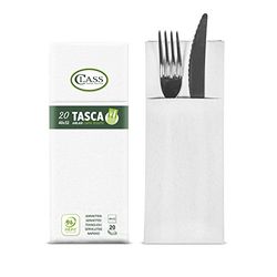 Class C4032TA-0-PEFC Airlaid Tovagliolo Tasca Portaposate, Carta, Bianco, 40x32x0.8 cm, 20 unità