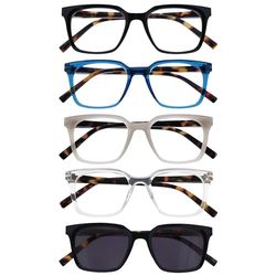 OPULIZE KOI Gafas de Lectura y de Sol x5 - Montura Rectangular - Negro/Azul/Gris/Transparente - Hombre Mujer - Bisagras de Muelle - RRRRS50-137C1 - +2.50