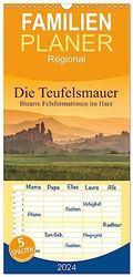 Familienplaner 2024 - Die Teufelsmauer - Bizarre Felsformationen im Harz mit 5 Spalten (Wandkalender, 21 x 45 cm) CALVENDO: Sagenumwobene Landschaft im Harzvorland