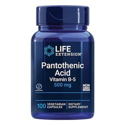 Life Extension, Pantothenic Acid (Acide Pantothénique), 500mg Vitamine B5, Hautement Dosé, 100 Capsules végétaliennes, Testé en Laboratoire, Sans Gluten, Végétarien, Sans Soja, Sans OGM