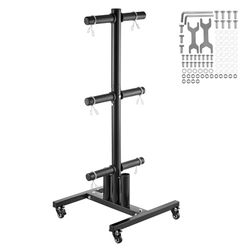 VEVOR Supporto per Dischi Pesi da 50,8 mm Supporto per Dischi Pesi Verticale Standard con Ruote, Porta Pesi con Capacità di Carico 454 kg Supporto per Rastrelliera per Bilancieri per Palestra in Casa