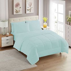 Sweet Home Collection Parure de lit et Couette de Couleur Unie, Polyester, Turquoise, lit Double