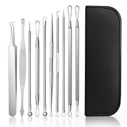 AiQlnu 10pcs Blackhead Remover Kit,Different Pimple Pimple Squeezer,Stainless Steel Pimple Squeezing Tool for Facial Blemishes, Suitable for Women and Men
