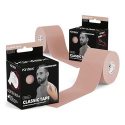 Kintex | Nastro Kinesiologico Classico | 5cm x 5m | Delicato sulla Pelle, Impermeabile e Traspirante | Tape Elastico Professionale per Sport e Fisioterapia | 2 Rotoli (Beige)