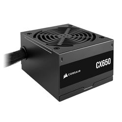 CORSAIR CX650 ATX 650W Alimentation - Certifiée 80 Plus Bronze - Faible Bruit - Câbles gainés - Non Modulaire - EU - Noir