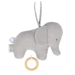Nattou 929042 Boîte à musique Tembo en coton tricoté éléphant, gris (tricot), 18 x 21 cm