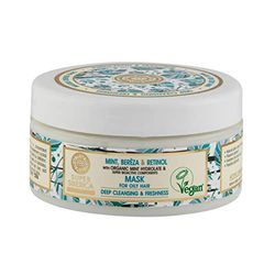 Natura Siberica Super Mint, bereza e retinol. Máscara para cabelo oleoso, 300 ml