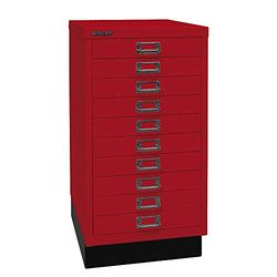 BISLEY MultiDrawer Série 29 avec Socle, DIN A3, 10 tiroirs, métal, 670, Rouge Cardinal, 43,2 x 34,9 x 67 cm