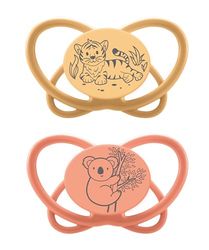 nip - Butterfly | 5-18 maanden | Stijlvriendelijke, luchtdoorlatende babyfopspeen voor baby's. Duurzame fopspeen met zachte siliconen zuiger, incl. fopspeenbox | 2 stuks, oranje/rood