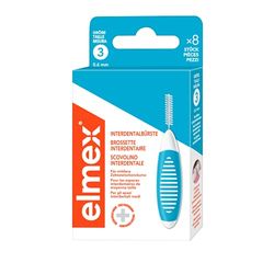 elmex Brosse interdentaire bleue (taille 3, 0,6 mm), 1 x 8 brosses interdentaires pour le nettoyage des espaces interdentaires moyens