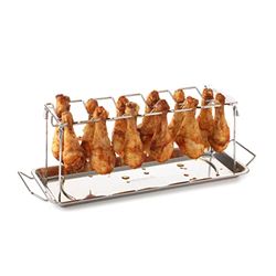 Barbecook Kippenvleugelhouder - Soporte de allá, 33 x 10 x 16 cm, Color Plateado