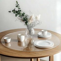 Round Clear PVC Table Protector, Heat Resistant & Waterproof, Clear (Round 110cm)