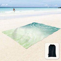 Sunlit Couverture de Plage Douce et Soyeuse de 269,2 x 205,7 cm, Tapis Anti-Sable avec Poches d'angle et Sac en Maille pour fête de Plage, Voyages, Camping et Festival de Musique en Plein air, Motif