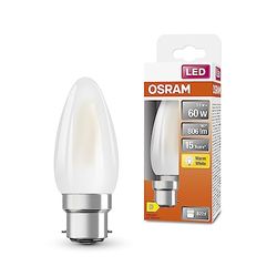 OSRAM Lampada LED classica di stella LED B60 per base B22D, forma di candela, gl fr, lumen 806, bianco caldo, 2700k, sostituzione per lampadine da 60w convenzionali, non dimmerabile, pacchetto da 6